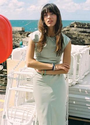 Мятное женское платье-миди zara new