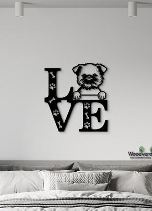 Панно love&paws брюссельский грифон 20x23 см - картины и лофт декор из дерева на стену.