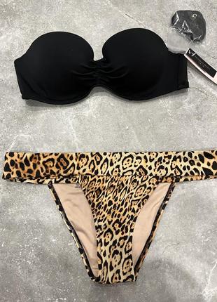 Купальник victoria’s secret бандо леопардовые плавки купальник виктория сикрет
