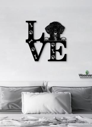 Панно love&paws шнудель 20x20 см - картини та лофт декор з дерева на стіну.