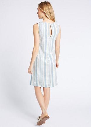 Коллекция m&s платье-туника в полоску из смесового льна curve код продукта: t528610e2 фото
