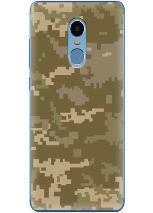 Чехол силиконовый с картинкой на xiaomi redmi note 4 (патриотический, камуфляж пиксель)