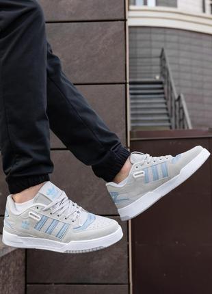 Кроссовки мужские серые adidas forum low летние спортивные кроссы адидас удобные замшевые кеды на лето