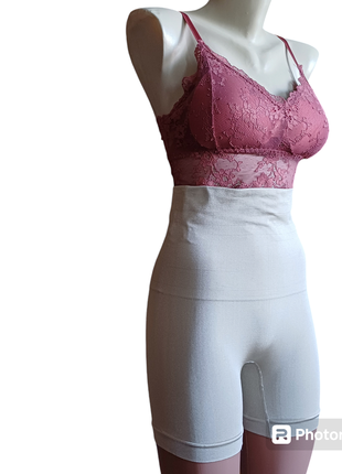 Корректирующее белье бесшовные высокие бандажные трусы шорты утяжки бежевые xl-xl