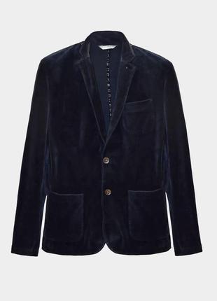 Пиджак велюровый jack&jones темно-синий, размеры  s, m