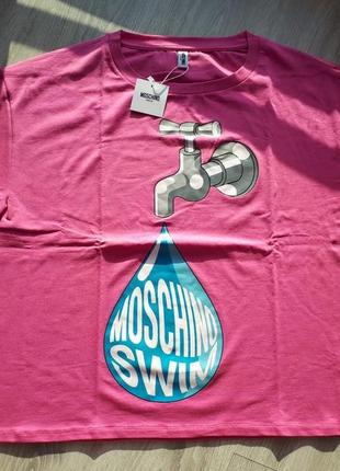 Нова футболка moschino оверсайз незвичайний принт оригінал бавовна москіно преміум