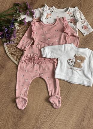 Боди, ползунки и кофтинка на 0-3 месяца. набор на девочку 3месяцы.