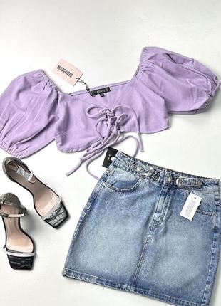 Кроп-топ из денима missguided (100 % коттон)