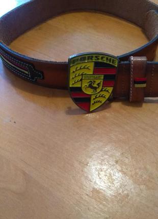Кожаный фирменный пояс.porsche.
