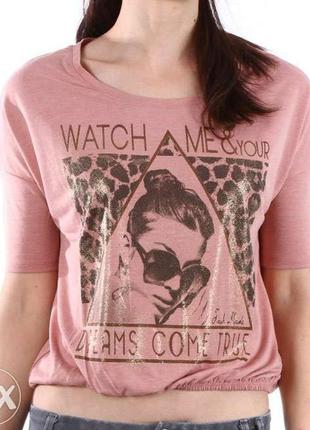 Новая блуза розовая с принтом 'fresh made' 48-50р