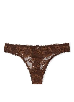 Трусы victoria’s secret коричневые кружевные, стринги
