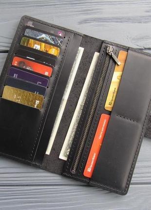 Чорний чоловічий гаманець-клатч з вінтажній кожи_вертикальное шкіряне портмоне