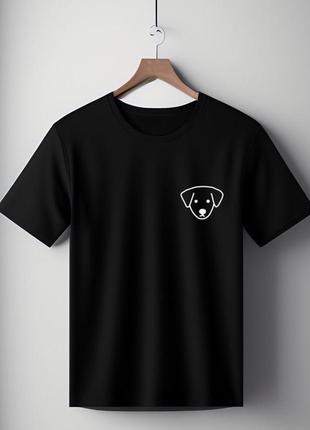 Футболка чорна оверсайз унісекс  з принтом " собачка " розмір s-xl