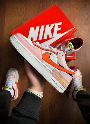 👟кроссовки женские nike air force 1 shadow white & pink & orange👟