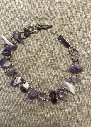 Красивый нежный браслет из аметистого измельчения. винтаж