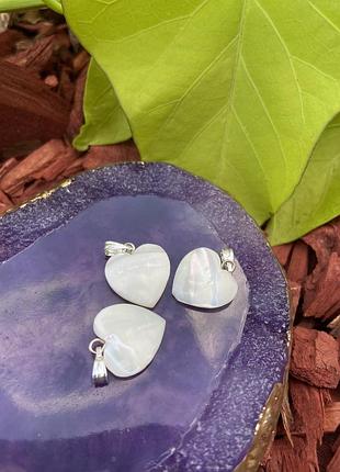 Кулоны сердечко перламутр белые ракушки, жемчуг, подвеска