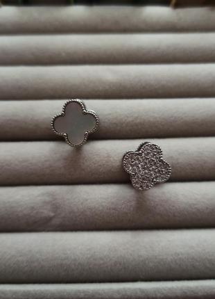 Сережки клевер конюшина ван кліф van cleef двухсторонні
