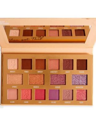 Палетка тіней коричневі бежеві рожеві makeup obsession x wersow