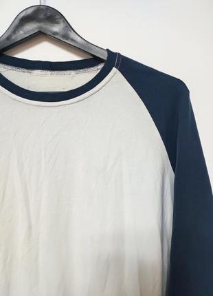 Лонгслів футболка довгий рукав толстовка реглан кофта біла сині рукава пряма широка cedarwood state man, розмір l5 фото