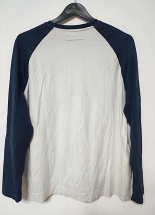 Лонгслів футболка довгий рукав толстовка реглан кофта біла сині рукава пряма широка cedarwood state man, розмір l7 фото