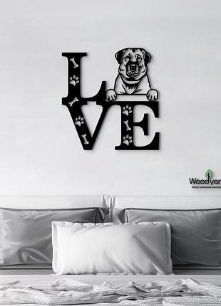 Панно love&paws анатолийская овчарка 20x20 см - картины и лофт декор из дерева на стену.