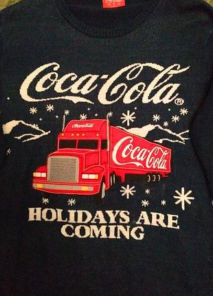 Новогодний свитер с грузовиком соса-соlа, размер 2хl