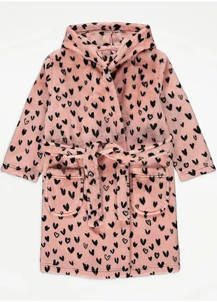 Флісовий халат рожевого кольору з серцем
