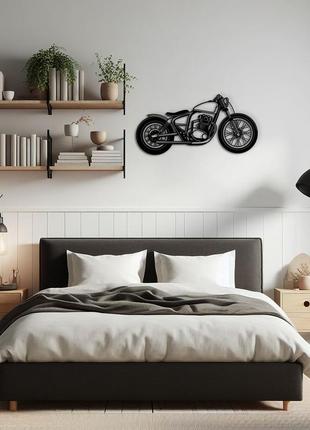 Современные картины для интерьера, декоративное панно из дерева "мотоцикл", стиль лофт 25x13 см6 фото