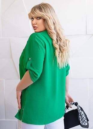 Яскрава стильна блузка - сорочка жіноча софт котон на молнії червона синя зелена рожева пудра чорна4 фото