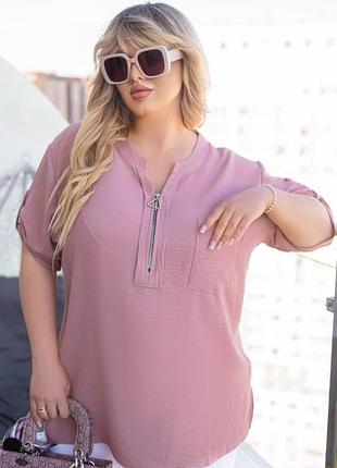 Яскрава стильна блузка - сорочка жіноча софт котон на молнії червона синя зелена рожева пудра чорна8 фото