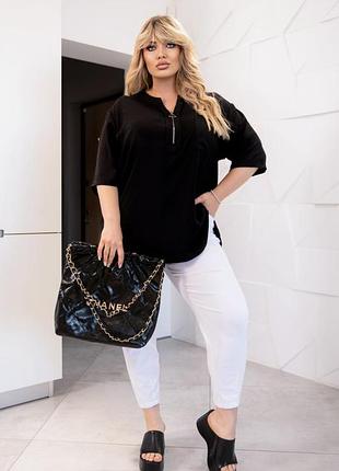 Яскрава стильна блузка - сорочка жіноча софт котон на молнії червона синя зелена рожева пудра чорна10 фото