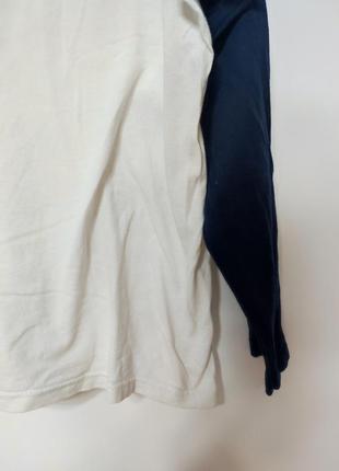 Лонгслів футболка довгий рукав толстовка реглан кофта біла сині рукава пряма широка fruit of the loom man, розмір m - l8 фото