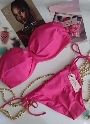 Victoria's secret twist bandeau 34d 75d s m 36 38 купальник бандо бікіні на зав'язках