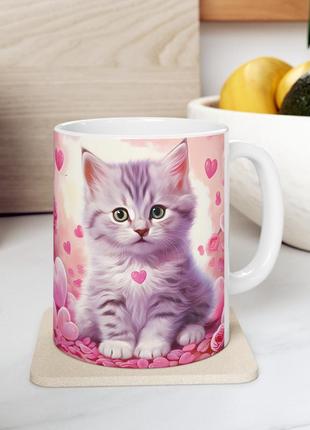 Керамічна чашка з дизайном "котик" - 3