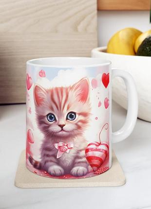 Керамическая чашка с дизайном "котик" - 5