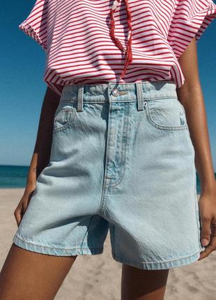 Джинсовые шорты бермуды zara s 36 m 382 фото