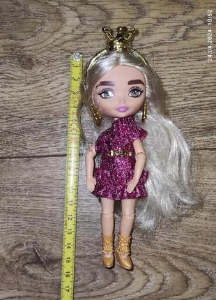 Лялька барбі екстра мініс модниця у блискучій сукні barbie extra minis shimmery dress & furry shrug4 фото