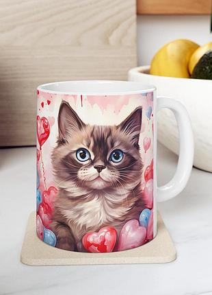 Керамічна чашка з дизайном "котик" - 1