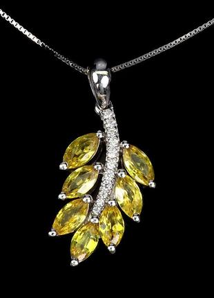 Підвіска срібло 925 натуральний жовтий сапфір