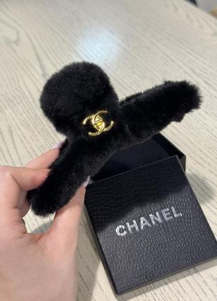 Крабик для волос пушистый, черный