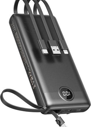 Повербанк со встроенными кабелями, портативное зарядное устройство usb c 20000 мач для iphone / ipad/samsung