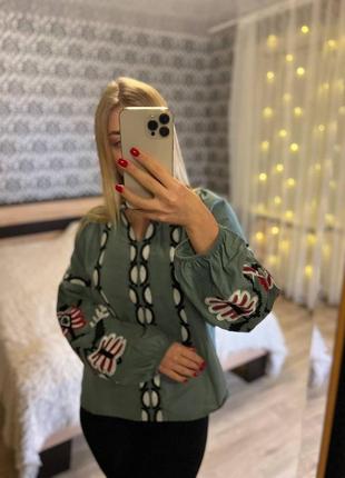 Sale 1 шт по этой цене!️вышиванка из натуральной ткани голубая