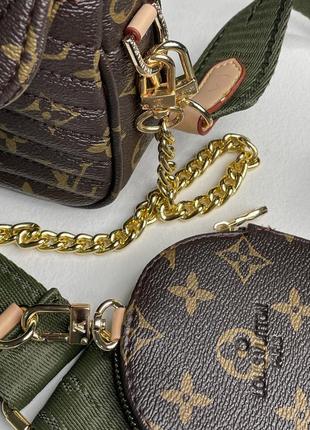 Сумка в стиле louis vuitton wave multi pochette brown/green3 фото