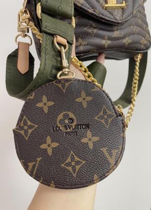 Сумка в стиле louis vuitton wave multi pochette brown/green5 фото