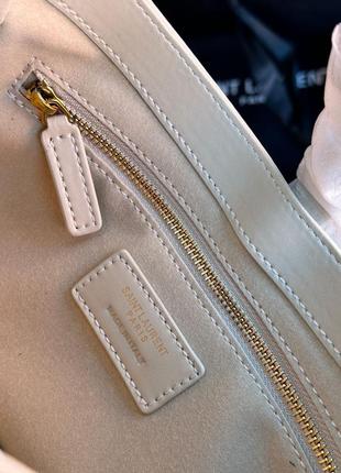 Сумка yves saint laurent hobo le 5 a 7 bag in smooth leather cream8 фото