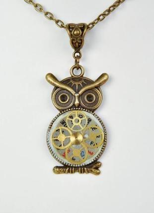 Стимпанк кулон сова
