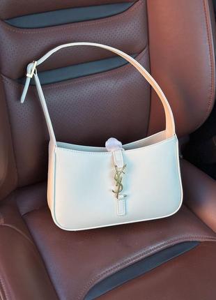 Сумка yves saint laurent hobo le 5 a 7 bag in smooth leather cream9 фото