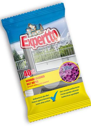 Вологі серветки expertto для скла і дзеркал 40 шт