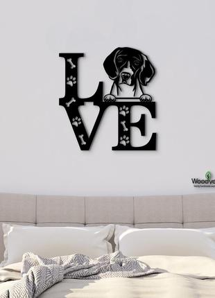 Панно love&paws бігль 20x23 см - картини та лофт декор з дерева на стіну.