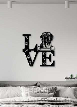 Панно love&paws немецкий дог 20x23 см - картины и лофт декор из дерева на стену.